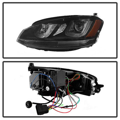 PRO-YD-VG15-BLK-DRL-BK VW Golf VII 14-19 DRL Projector Headlights backside of the rear back panel