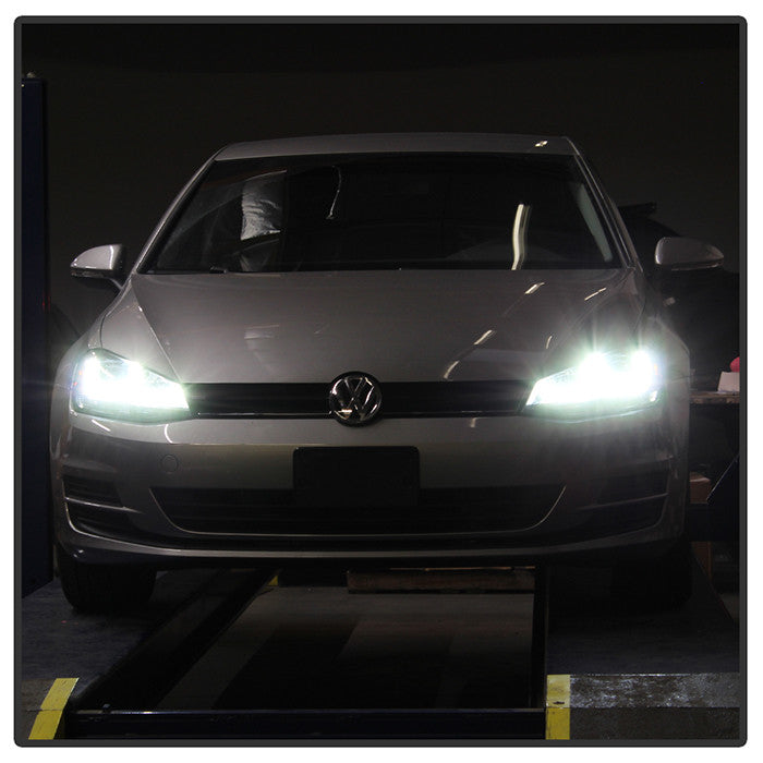 PRO-YD-VG15-BLK-DRL-BK VW Golf VII 14-19 DRL Projector Headlights LED front view show