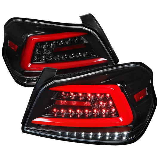 Spec-D 15-19 Subaru Wrx Seq Tail Lights Black Housing Clear Lens w/ Red Light Bar