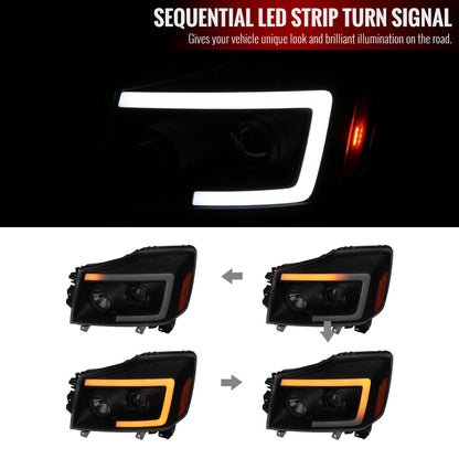 Matte Black Smoke Lens Headlights For Titan Armada