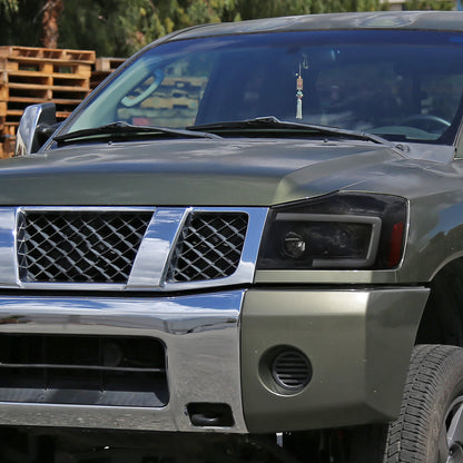 Projector Headlights W/ Switchback Sequential Led Bar Installed Nissan Titan Armada