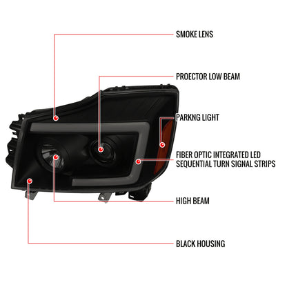 Titan 04-07 Armada Sequential Headlights LED Smoke