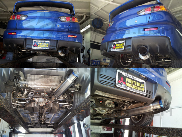 Mitsuo.T Tsudo 08-16 Evo X 3in Single Exit Cat-back Titanium Burnt Tip