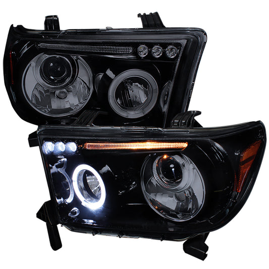 Spec-D 2007-13 Tundra Projector Headlights LED Strip Black Smoked
