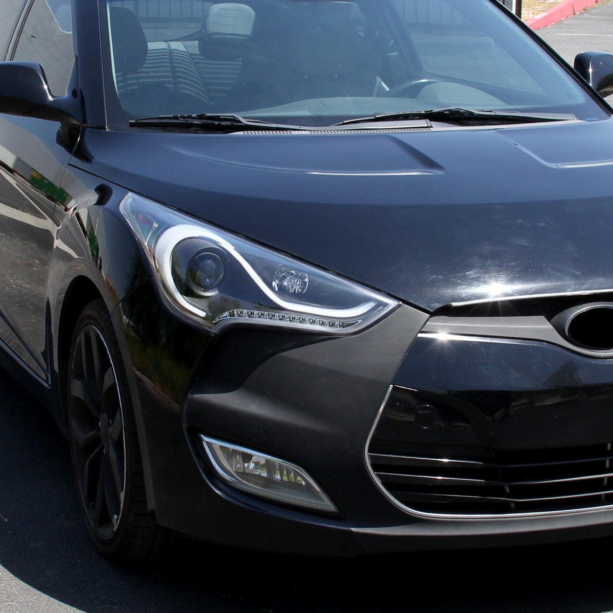 Projector Headlight W/ Sequential Led Signal Installed Hyundai Veloster