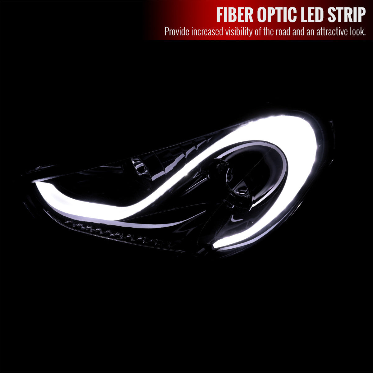 Carpartsinnovate Projector Headlights For Hyundai Veloster 2012-2017 - Black LED Sequential
