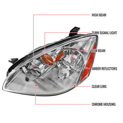 Spec-D 02-05 Nissan Altima Chrome Headlights