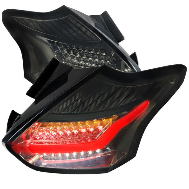 Spec-D 15-18 Ford Focus hatchbckLed Tail Lights - Smoke (LT-FOC155GLED-TM)