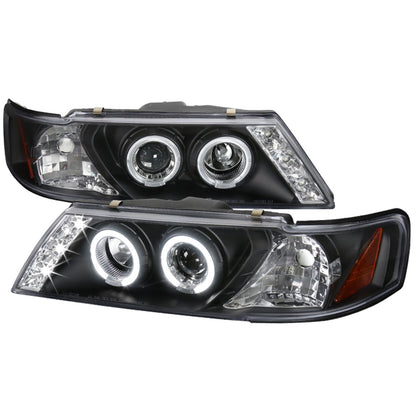 1995-1999 Sentra Headlights (Projector, Halo, LED, in Black housing)