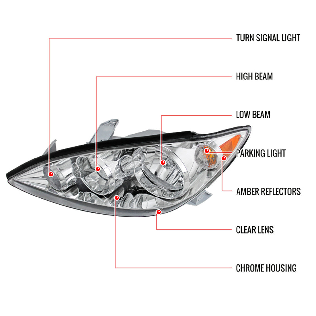 Spec-D 05-06 Toyota Camry Chrome Headlights