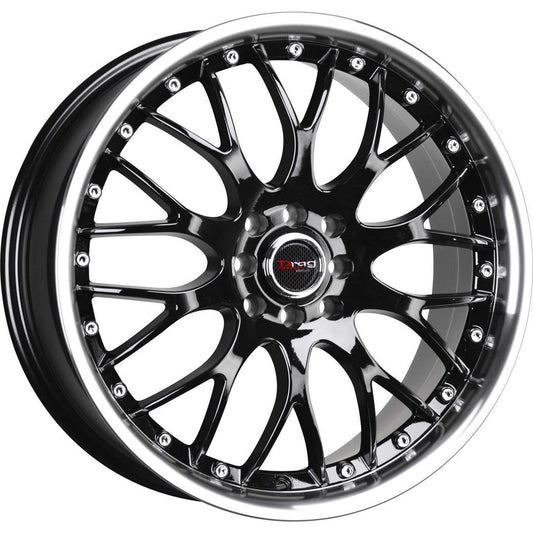 Drag Wheels Dr-19 17X7.5 4X100 4X108 Gloss Black Mach Lip Rims