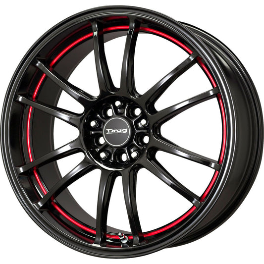 Drag Wheels Dr-38 17X9 5X100 5X114.3 Et17 Black W/Red Stripe Rims