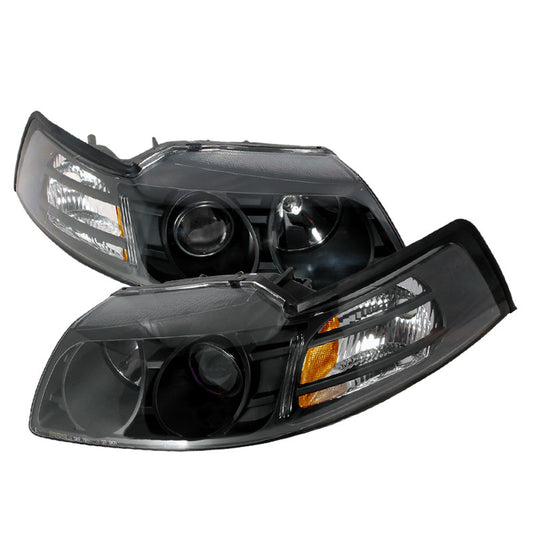 Spec-D 1999-04 Ford Mustang Halo Projector Headlights Black
