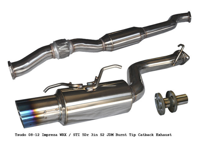 Tsudo 08-12 Impreza WRX / STI 5Dr 3in S2 JDM Burnt Tip Catback