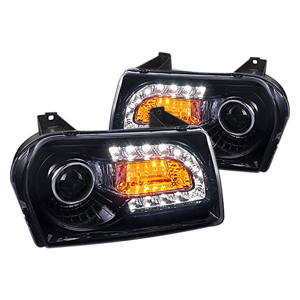 junyan Spec-D 05-10 Chrysler 300 Type B Pro Gls Blk W Smoke lens Headlights lhp-30005g-v2-tm