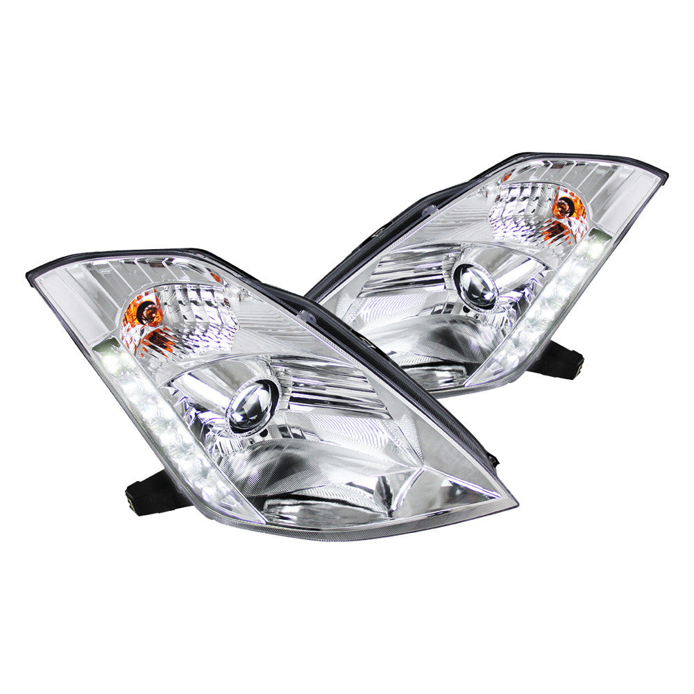 junyan Spec-D 03-05 Nissan 350Z Projector Chrome Headlights lhp-350z03-rs