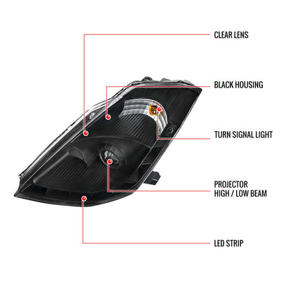 2006-09 Nissan 350Z Projector Black Headlights