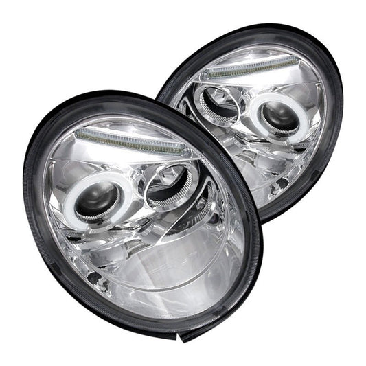 1998-2005 Beetle Headlights (Projector, Halo, in Chrome housing)