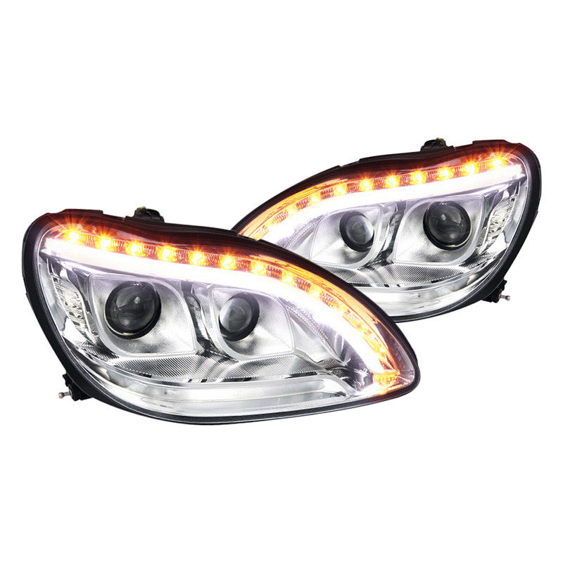 Junyan 00-06 Benz W220 S-Class Projector Chrome Headlights lhp-bw22000-tm