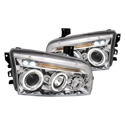 junyan Spec-D 06-10 Dodge Charger Halo Projector HeadLights -Chrome