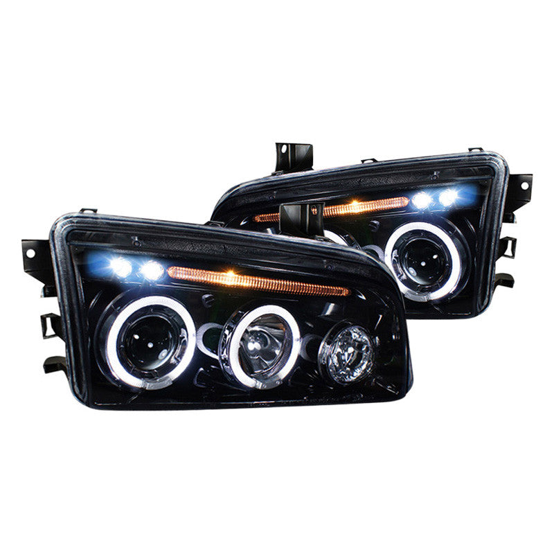 junyan Spec-D 05-10 Dodge Charger Projector Gls Blk W Smoke lens Headlights lhp-chg05g-tm