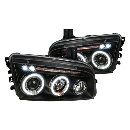 junyan Spec-D 06-10 Dodge Charger Halo Projector HeadLights -Black