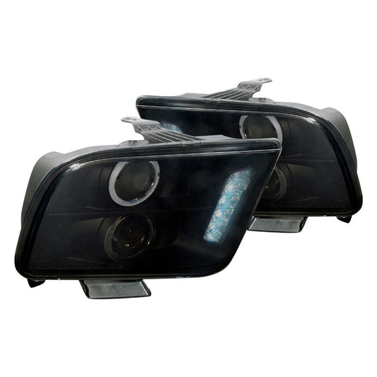 junyan Spec-D 05-09 Ford Mustang Pro Glossy Black W Smoke Lens Headlights lhp-mst05g-tm