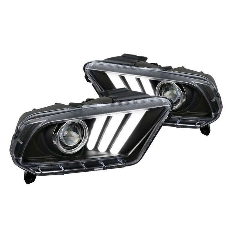 junyan Spec-D 10-14 Ford Mustang Projector Black SEQ LED Bar Headlights lhp-mst10jm-v2-tm