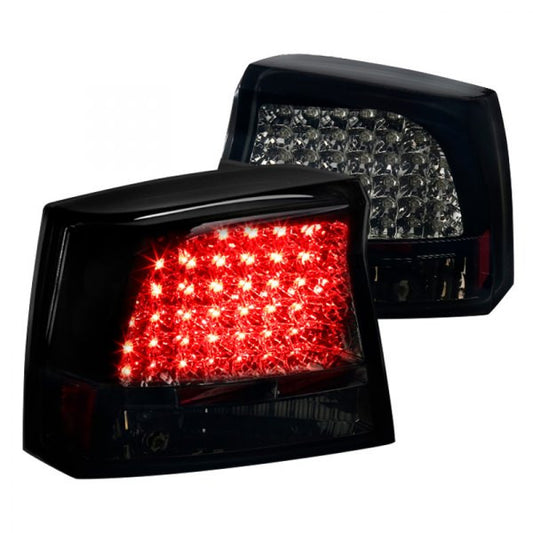 Spec-D 05-08 Dodge Charger Led Tail Lights Glossy Black Housing With Smoke Lens (LT-CHG05BBLED-TM)