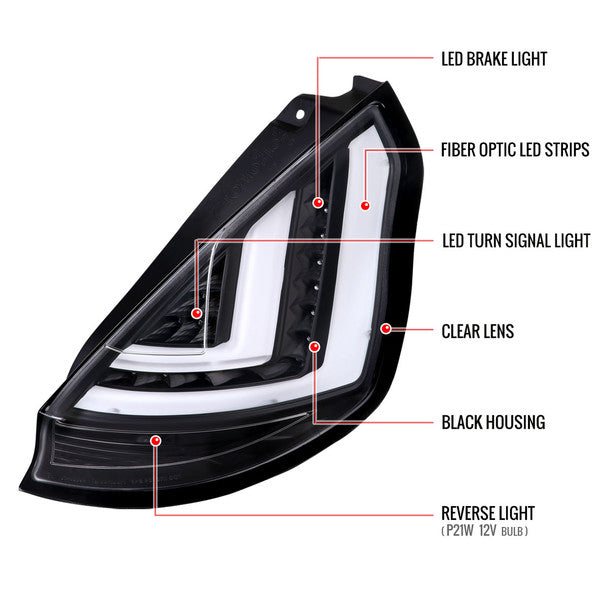 Spec-D 14-19 Ford Fiesta LED Tail Lights Black