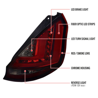 Spec-D 14-19 Ford Fiesta LED Tail Lights Red Smoke