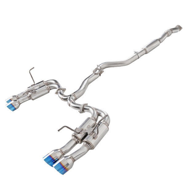 Spec-D 2015-2022 Subaru WRX STI 4" Quad Tip Stainless Steel Catback Exhaust System w/ Burnt Tip (MFCAT3-WRX15QT-SD)