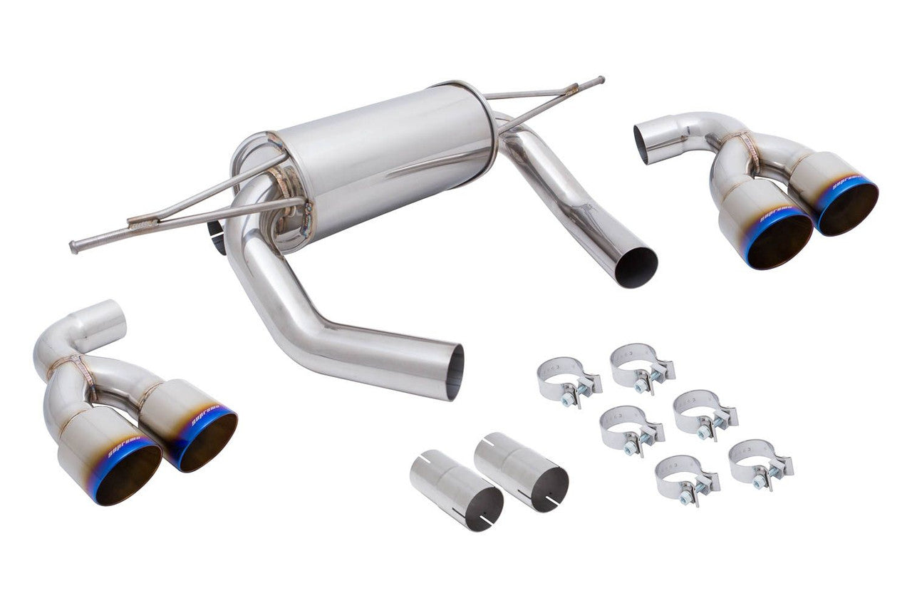 MR-ABE-BF82-VO Megan Racing BMW M4 F82 2015+ Blue Burnt Roll Tips Supremo Axle-Back Exhaust