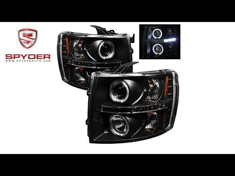 Spyder - Chevy Silverado 1500/2500/3500 07-13 Projector Headlights - LED Halo - Black