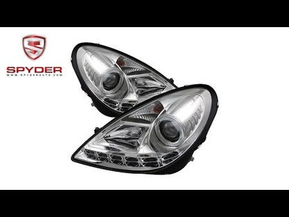 Spyder - Mercedes Benz SLK 05-10 Projector Headlights - Halogen Model - DRL - Chrome