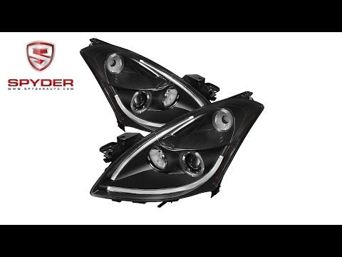 Spyder - Nissan Altima 4Dr 2010-2012 Projector Headlights - Light Tube DRL - LED Halo -  Black