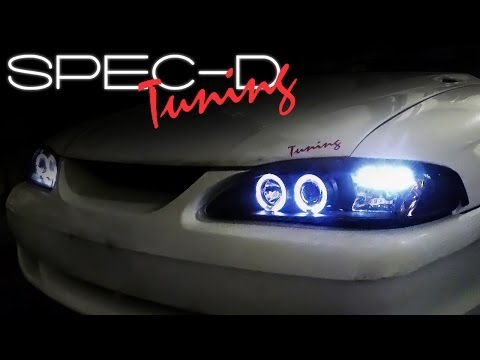 SPECDTUNING INSTALLATION VIDEO: 1994-1998 FORD MUSTANG 1-PIECE PROJECTOR HEADLIGHTS