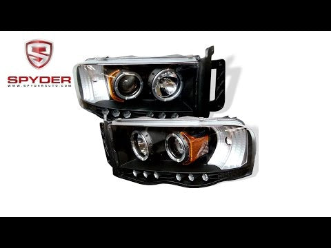 Spyder - Dodge Ram 1500 02-05 / Ram 2500/3500 03-05 Projector Headlights - LED Halo - Black