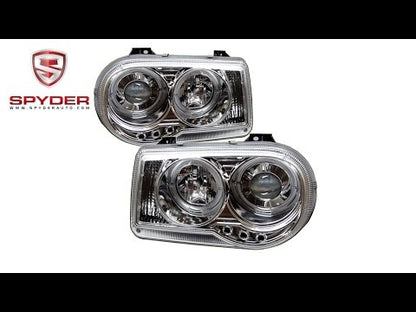 Spyder - Chrysler 300C 05-10 Projector Headlights - LED Halo - LED - Chrome