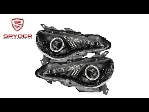 Spyder - Scion FRS 12-14 Projector Headlights - DRL LED - Black