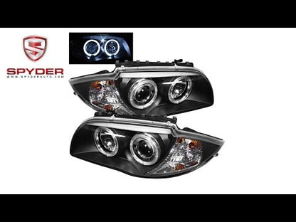 Spyder - BMW E87 1-Series 08-11 Projector Headlights - LED Halo - Black