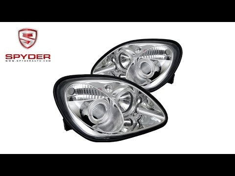 Spyder - Mercedes Benz SLK 98-04 1PC Projector Headlights - Halogen Model - LED Halo - Chrome