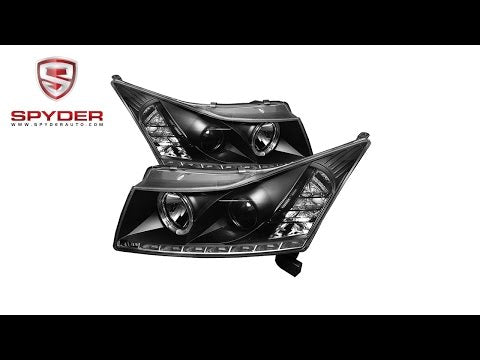 Spyder - Chevy Cruze 11-14 Projector Headlights - LED Halo -DRL - Black