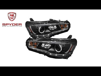 Spyder - Mitsubishi Lancer / EVO-10 08-14 Projector Headlights - Xenon/HID - LED Halo - DRL - Black