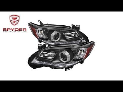 Spyder - Toyota Corolla 11-13 Projector Headlights - Halogen Model - DRL LED - Black