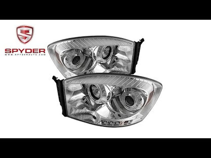 Spyder - Dodge Ram 1500 06-08 / Ram 2500/3500 06-09 Projector Headlights - LED Halo - Chrome