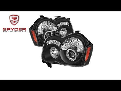 Spyder - Jeep Grand Cherokee 08-10 Projector Headlights - LED Halo - Black