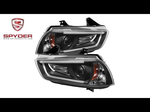 Spyder - Dodge Charger 11-14 Projector Headlights - Xenon/HID Model - Light Tube DRL - Black