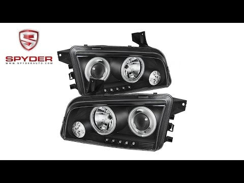 Spyder - Dodge Charger 06-10 Projector Headlights - Halogen Model CCFL Halo - Black