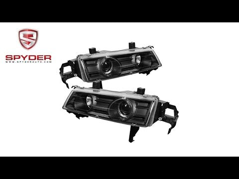 Spyder - Honda Prelude 92-96 Projector Headlights - LED Halo - Black